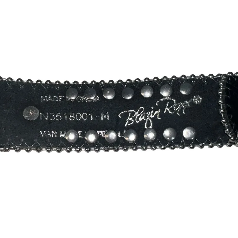 Blazin Roxx Black Studded Concho Belt Belt Women’s Medium Embellished Silver
